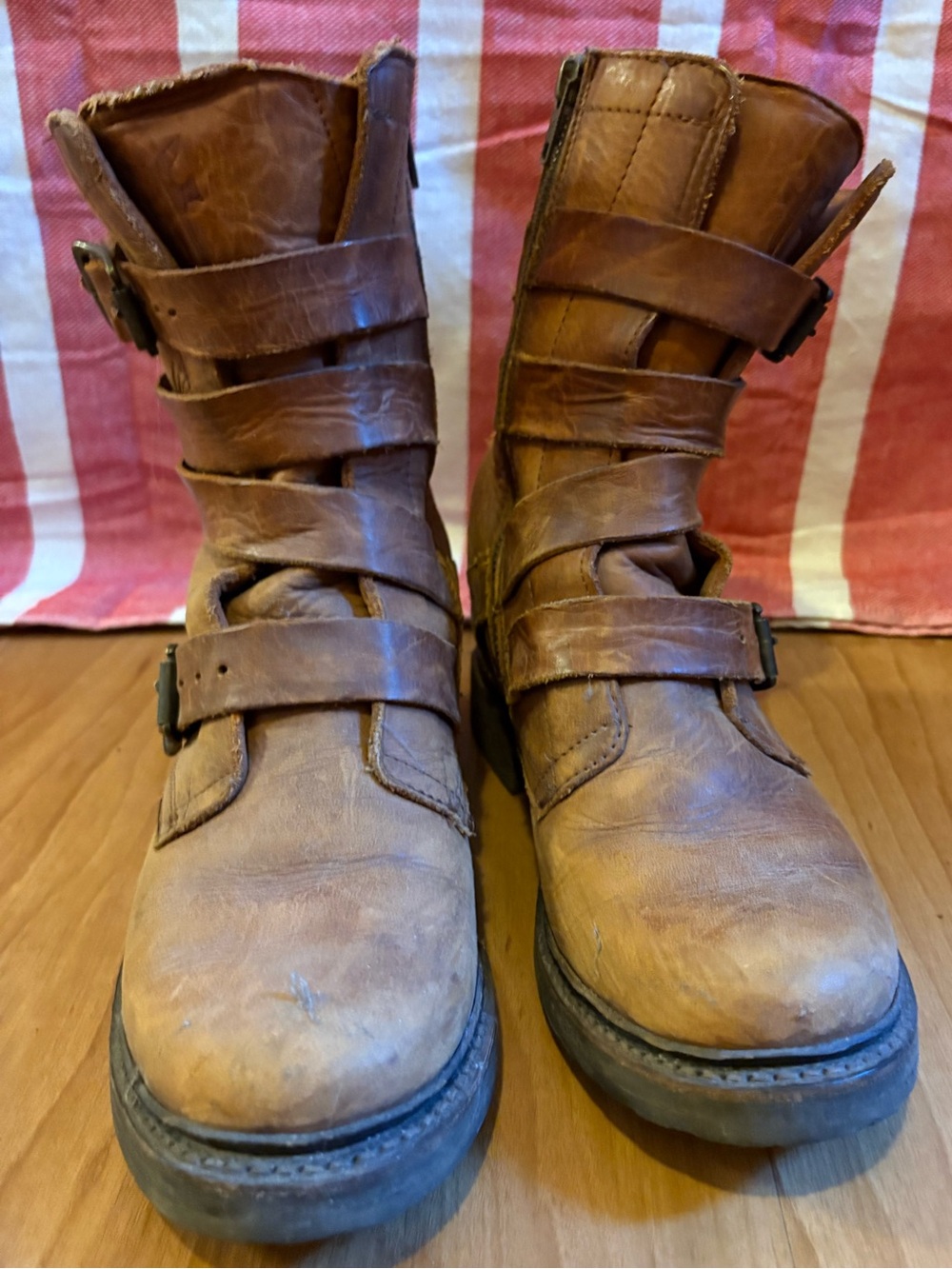 Frye Brown Leather Buckle Ankle Boots - Picture 2 of 4